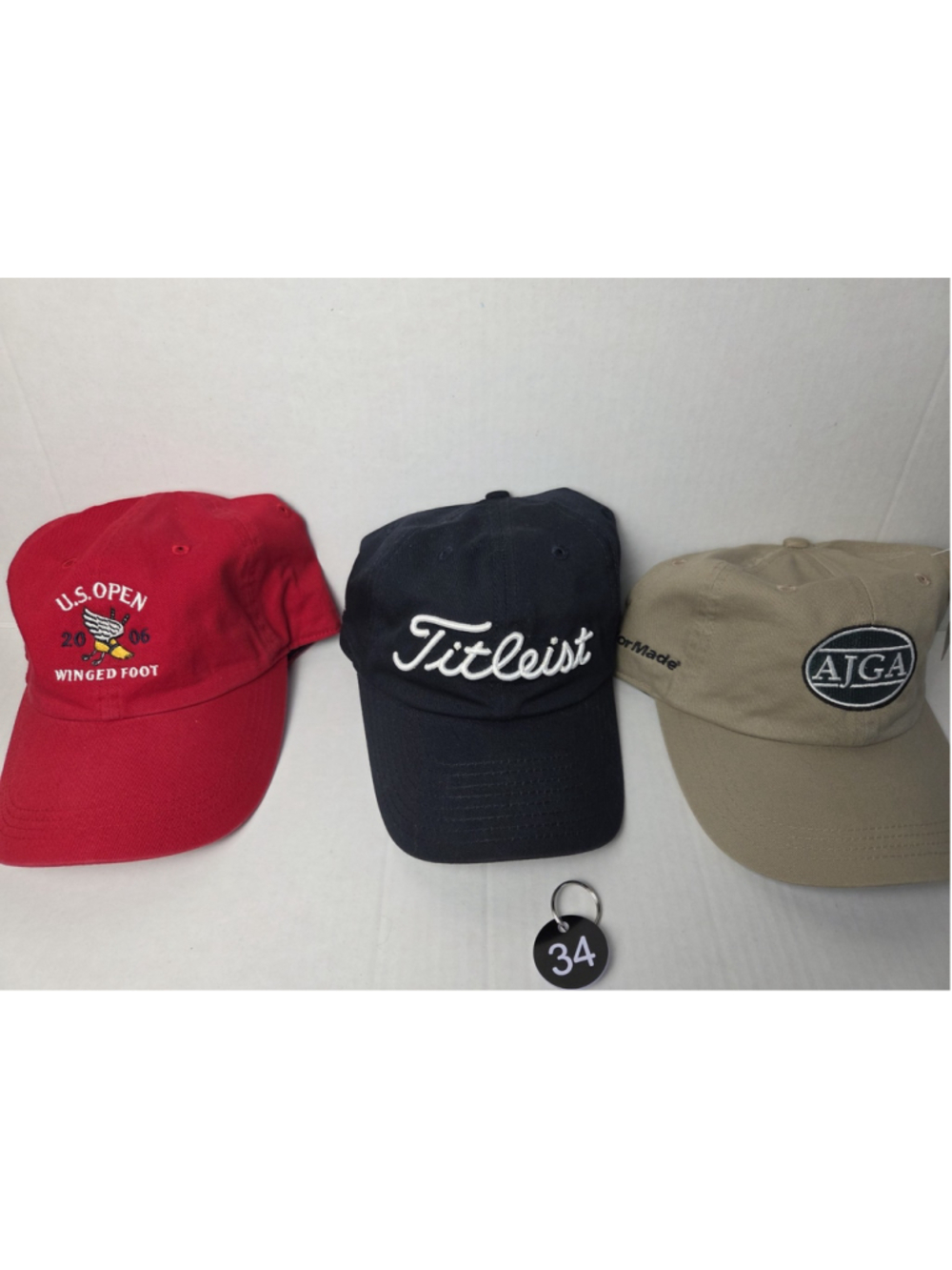 Lot of 3 Golf Hats Caps – 2006 U.S. Open Winged Foot Titleist AJGA TaylorMade